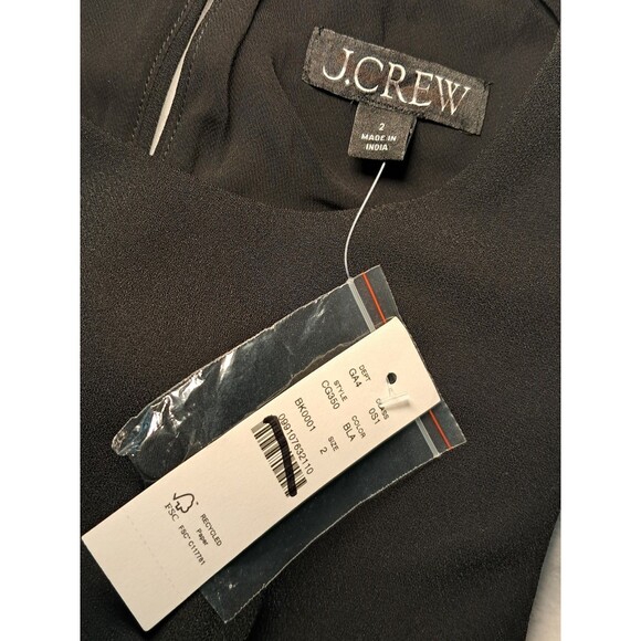 J.Crew Long A-Line Dress Drapey Crepe Black Maxi Lined CG350 $168 Size 2 NWT - Picture 5 of 12